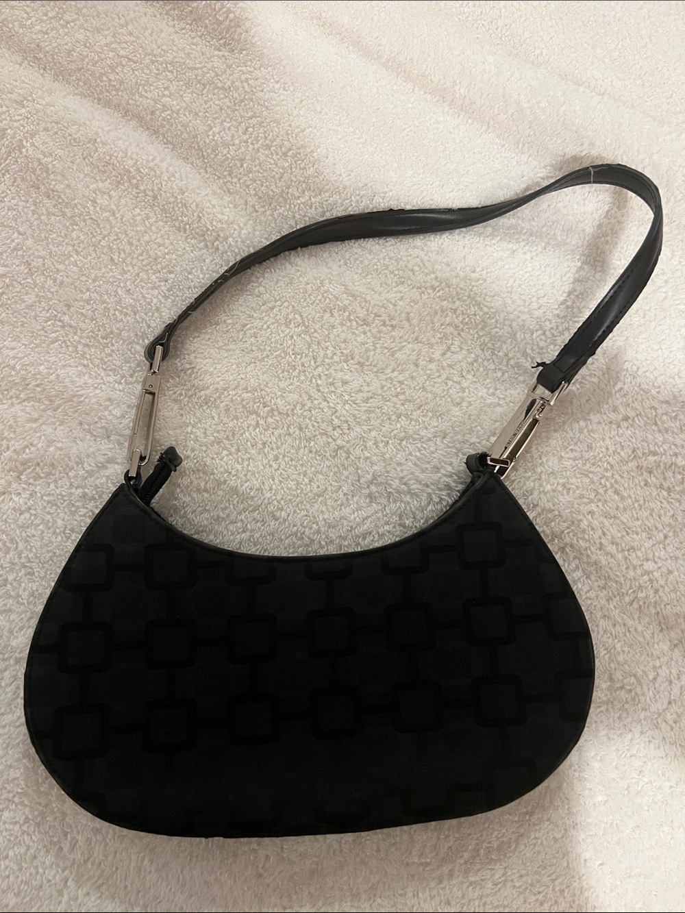 Nine West Black Shoulder Bag with Geometric Jacquard